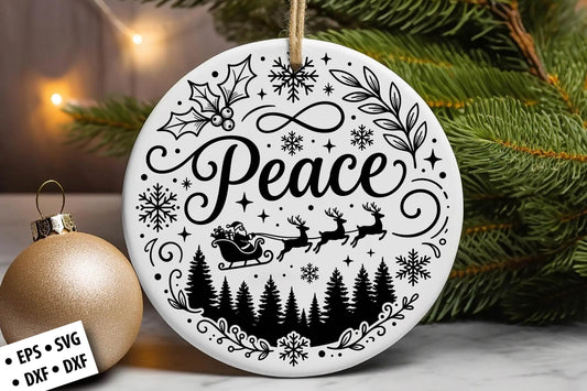 Peace Christmas Ornament SVG Laser Cut
