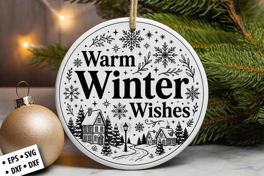 Warm Winter Wishes SVG Laser Cut