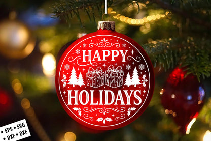 Happy Holidays Christmas SVG Laser Cut