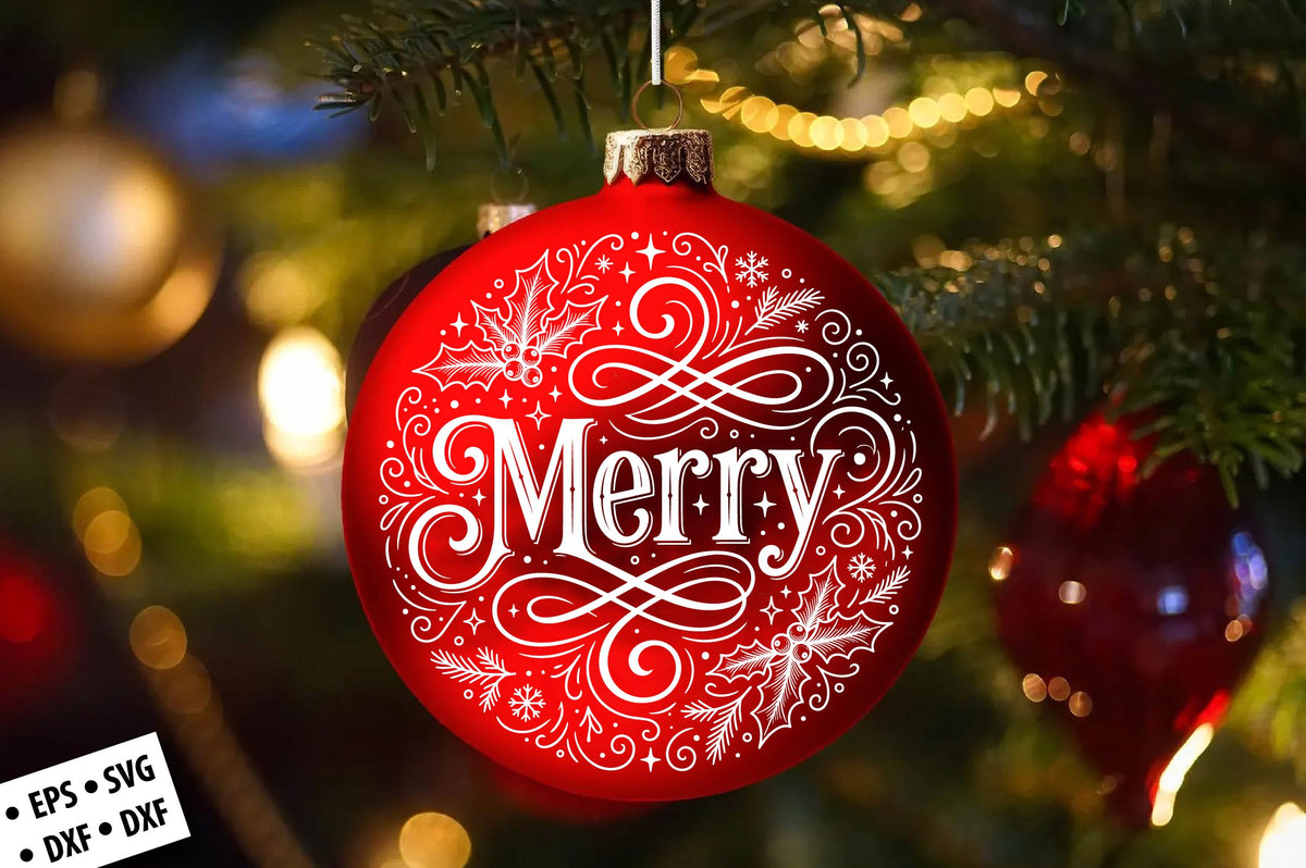 Merry Christmas Ornament SVG Laser Cut