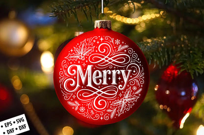 Merry Christmas Ornament SVG Laser Cut