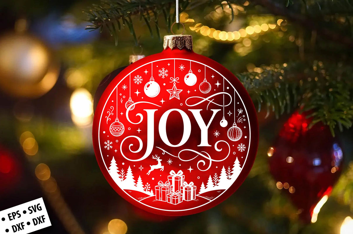 Joy Christmas Ornament SVG Laser Cut