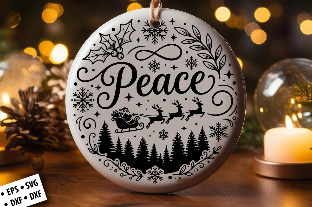 Peace Christmas Ornament SVG Laser Cut