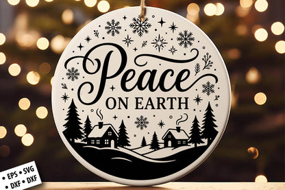 Peace on Earth Christmas SVG Laser Cut