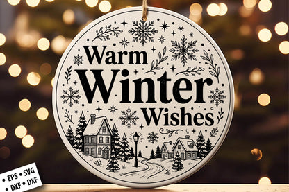 Warm Winter Wishes SVG Laser Cut