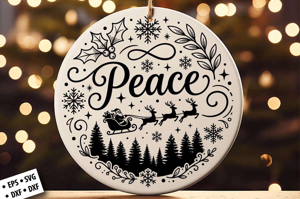 Peace Christmas Ornament SVG Laser Cut