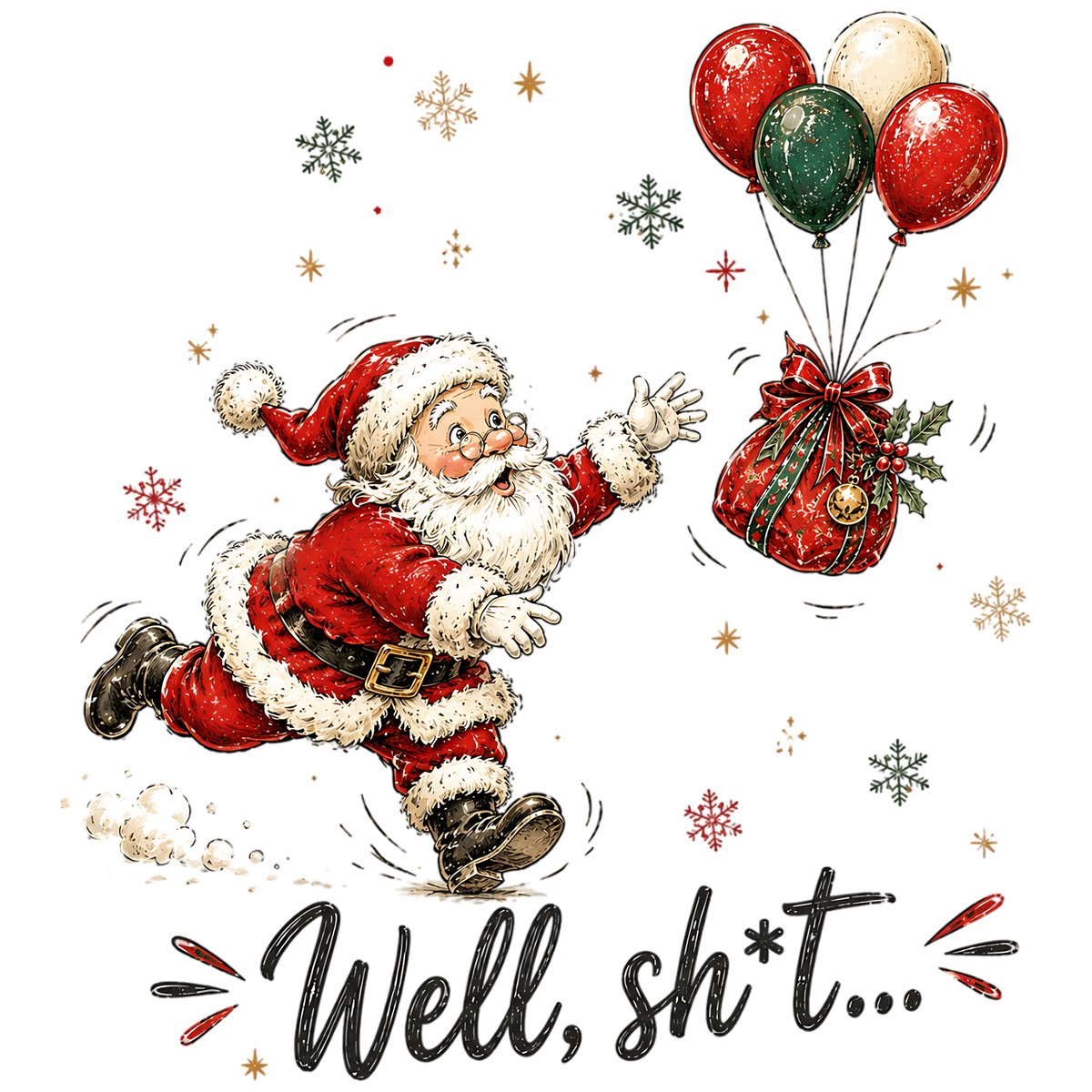 Funny Santa Christmas Gift Balloons PNG