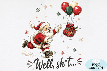 Funny Santa Christmas Gift Balloons PNG