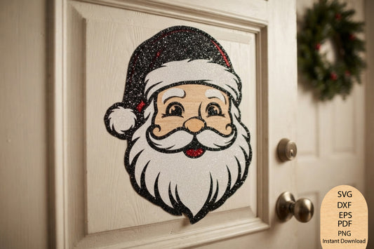 Christmas Santa Claus Face Laser Cut SVG, Santa Head Christmas Cut File