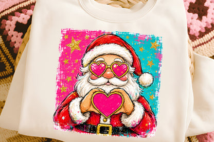 Christmas Santa Love Heart PNG, Cute Santa Claus Christmas Sublimation Design