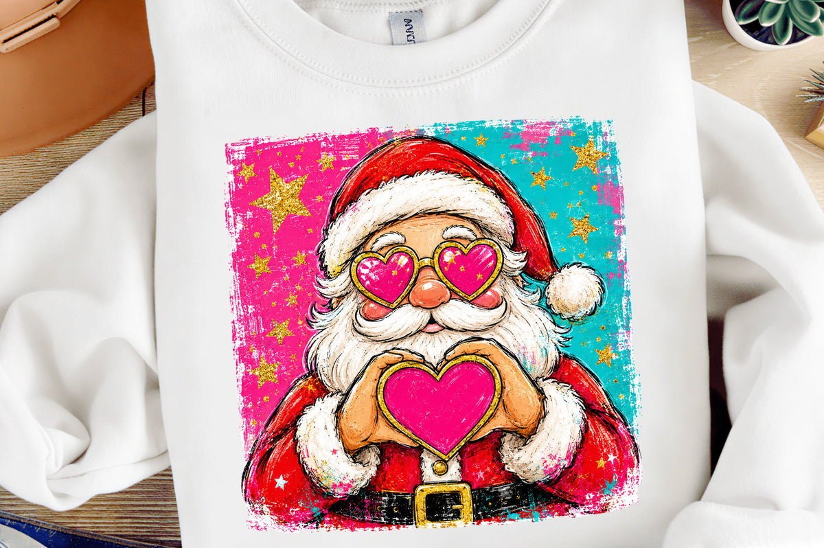 Christmas Santa Love Heart PNG, Cute Santa Claus Christmas Sublimation Design