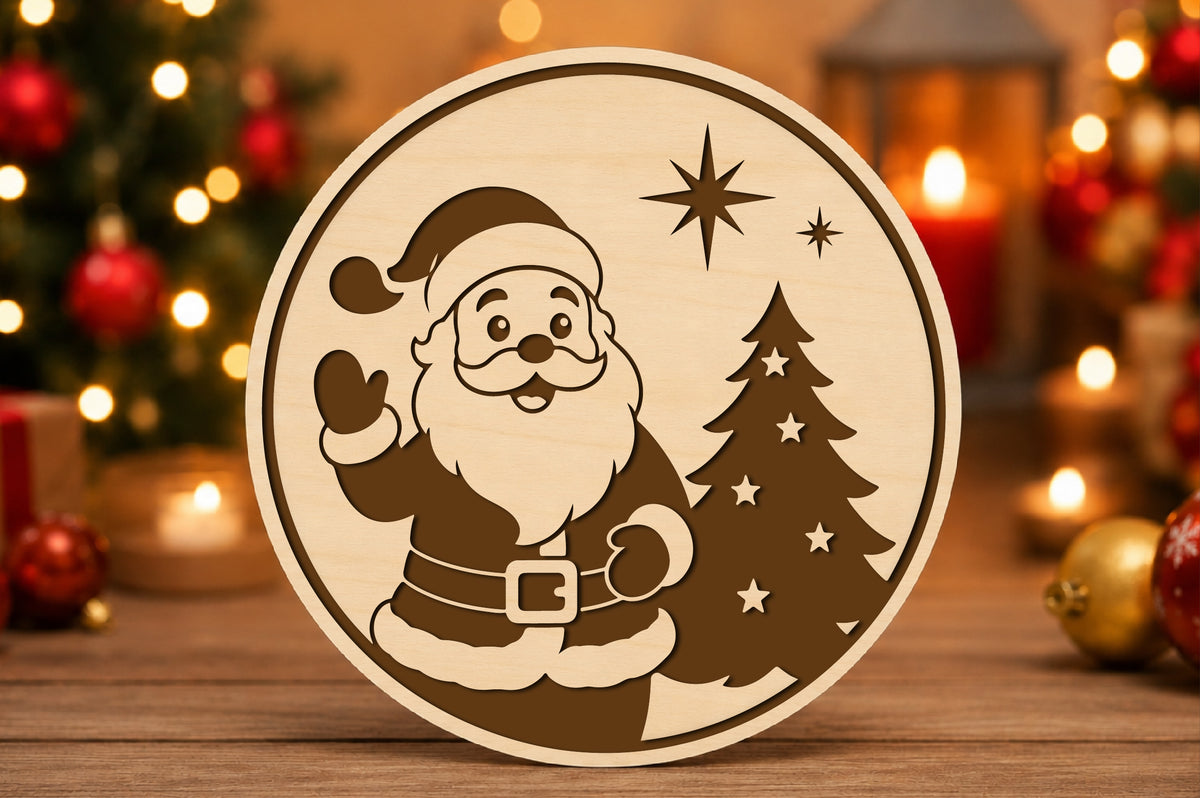 Christmas Santa Claus Round SVG