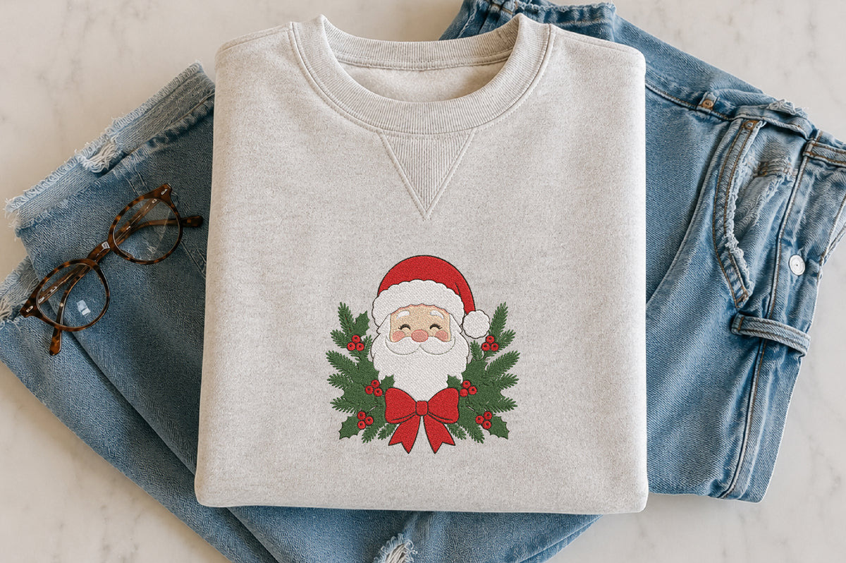 Santa Face Wreath Embroidery