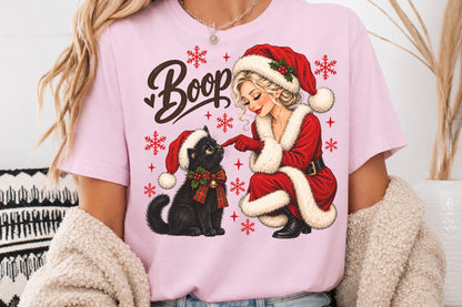 Christmas Santa Girl Boop Black Cat PNG