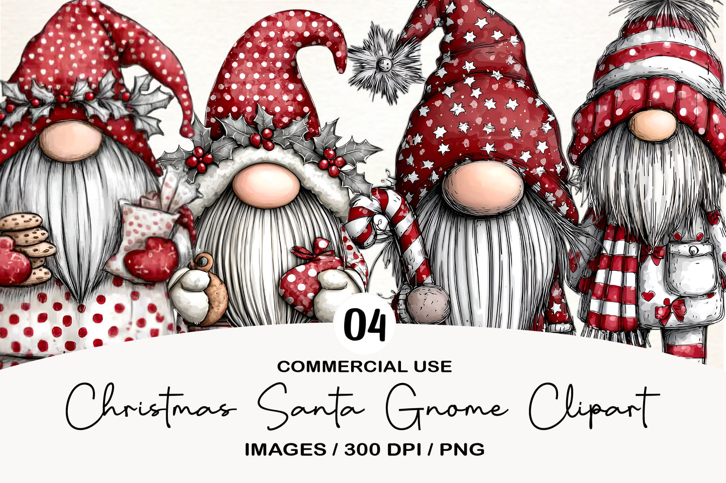 Christmas Santa Gnome Clipart PNG Collection