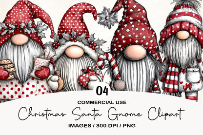 Christmas Santa Gnome Clipart PNG Collection
