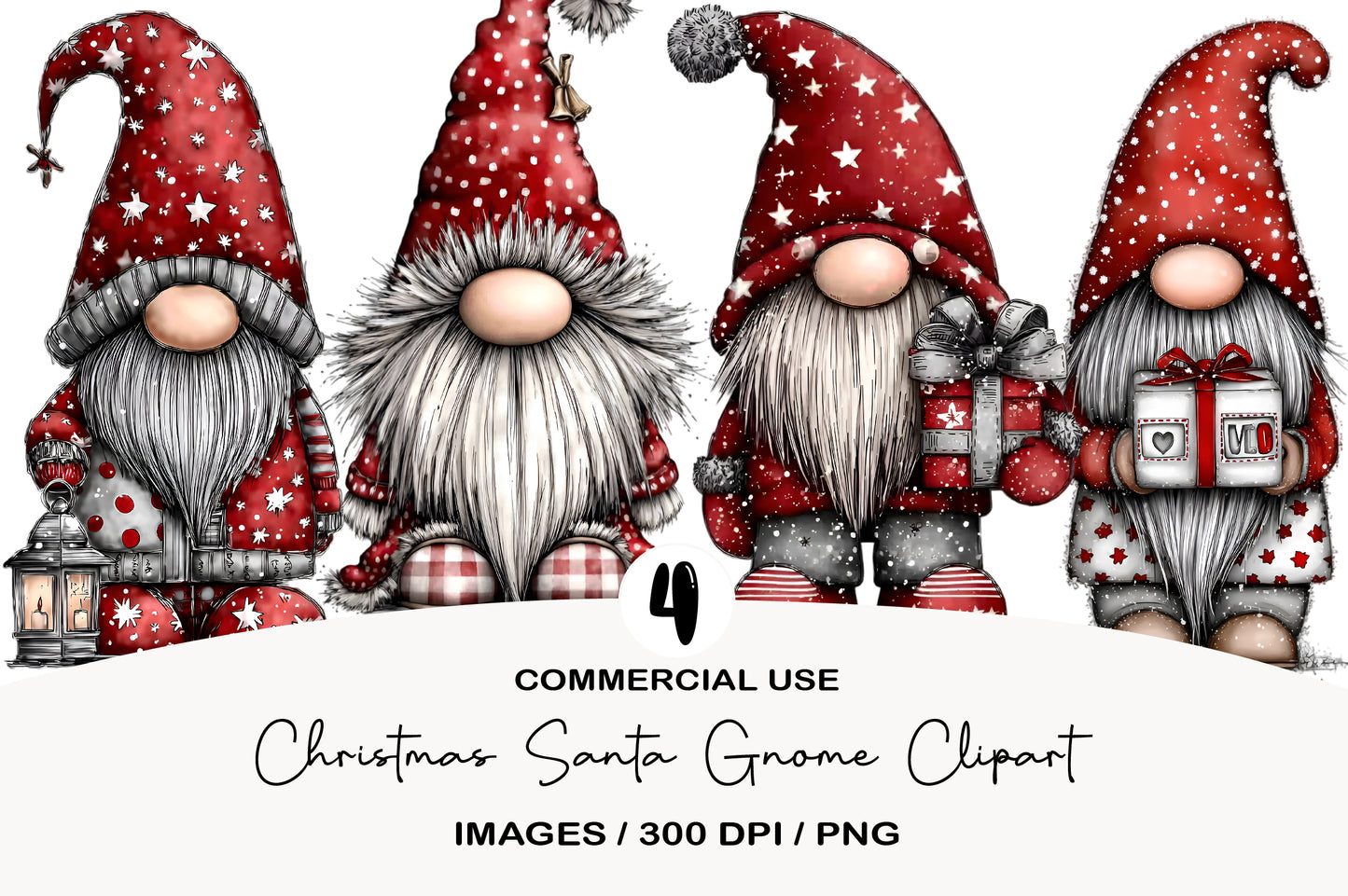 Christmas Santa Gnome Clipart PNG Sublimation