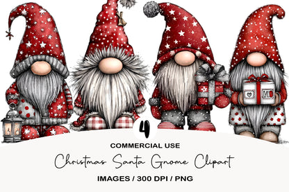 Christmas Santa Gnome Clipart PNG Sublimation