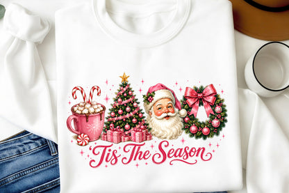 Christmas Tis The Season PNG | Santa Pink Christmas Clipart