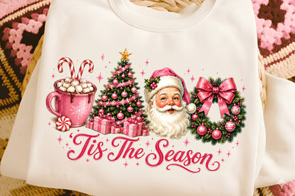 Christmas Tis The Season PNG | Santa Pink Christmas Clipart