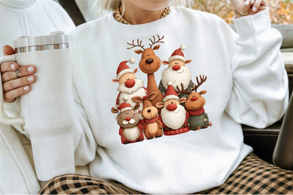 Christmas Santa Reindeer Watercolor Clipart PNG Bundle