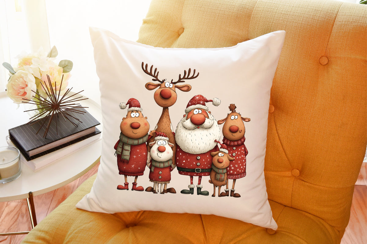 Christmas Santa Reindeer Watercolor Clipart PNG Bundle