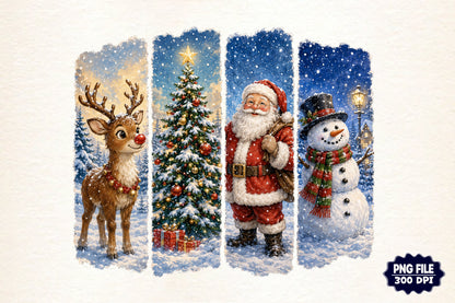 Christmas Santa Reindeer Snowman Christmas Tree Winter PNG