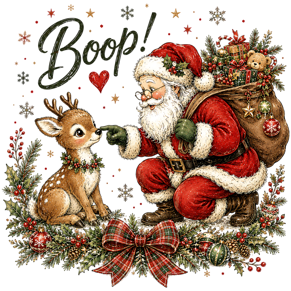 Santa and Reindeer Christmas Goodness PNG