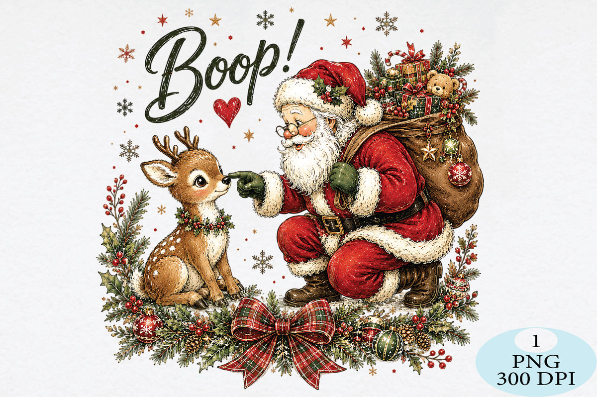 Santa and Reindeer Christmas Goodness PNG