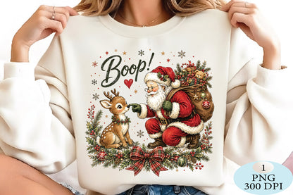 Santa and Reindeer Christmas Goodness PNG