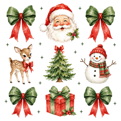 Christmas Santa Reindeer Coquette PNG, Cute Christmas Clipart Sublimation Bundle