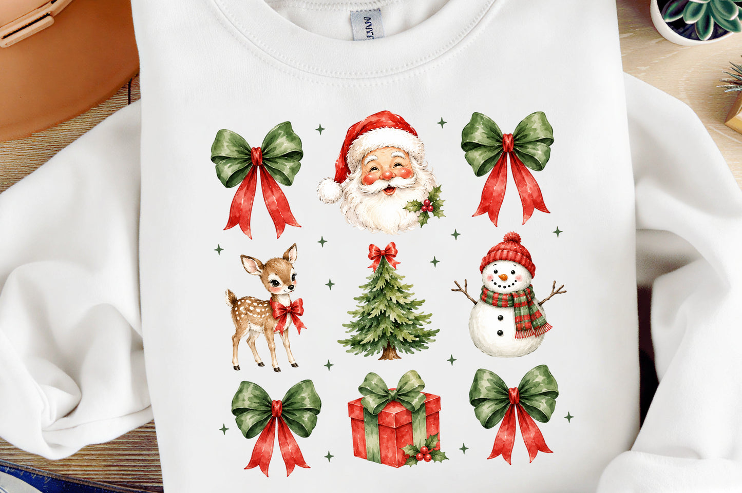 Christmas Santa Reindeer Coquette PNG, Cute Christmas Clipart Sublimation Bundle