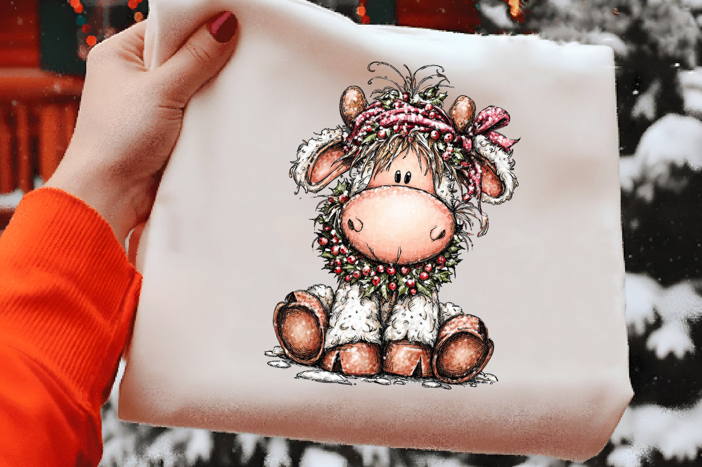 Christmas Sheep Clipart PNG Bundle | Cute Watercolor Holiday Sheep Clipart | Festive Christmas Lamb PNG