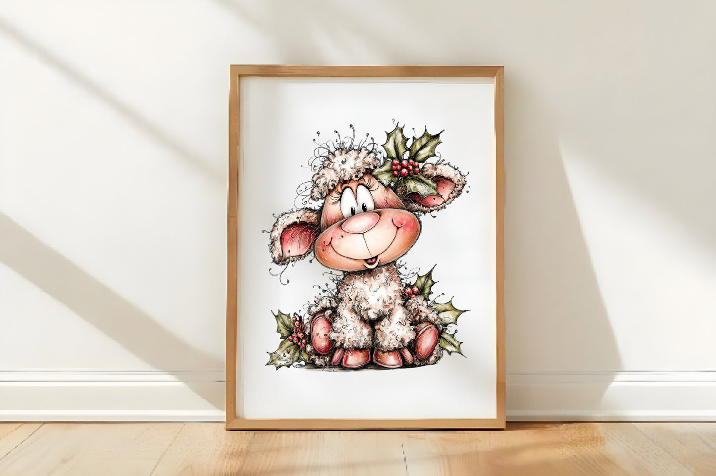 Christmas Sheep Clipart PNG Bundle | Cute Watercolor Holiday Sheep Clipart | Festive Christmas Lamb PNG