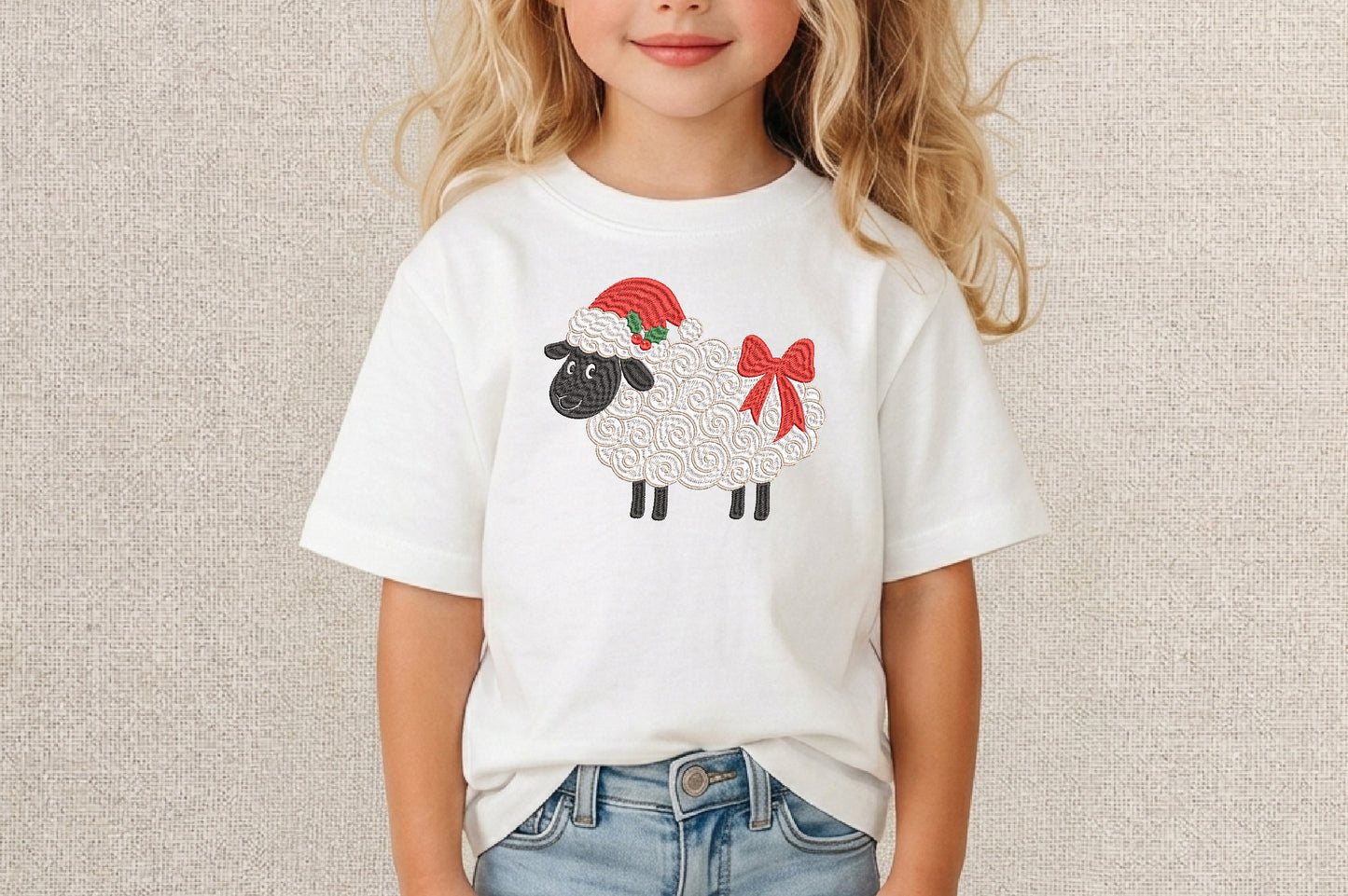 Christmas Sheep Embroidery Design – Cute Sheep Christmas Machine Embroidery Pattern, Festive Farm Animal & Holiday Embroidery Design