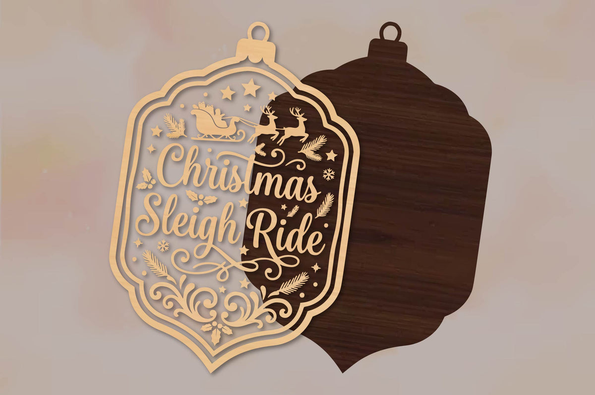Christmas Sleigh Ride Ornament Laser Cut SVG