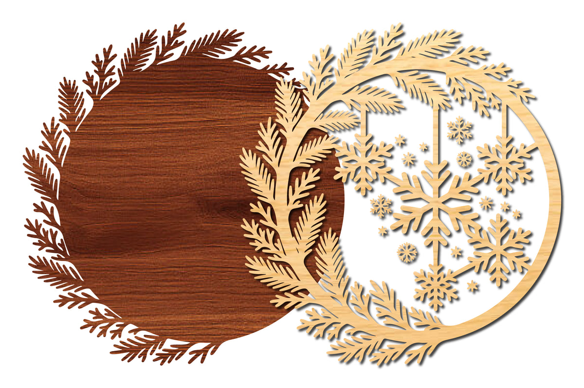 Christmas Snowflake Wreath SVG Laser Cut