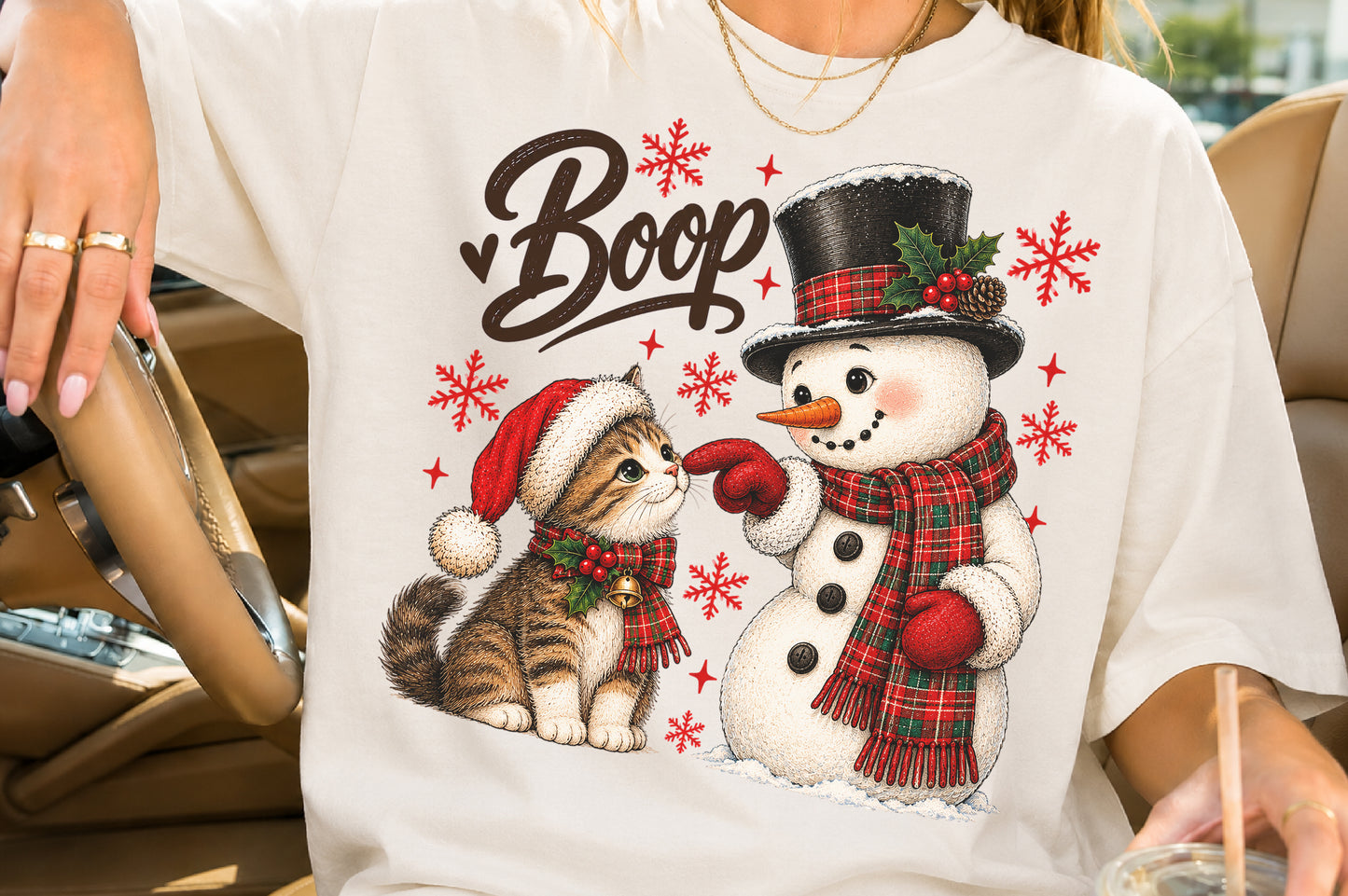 Christmas Snowman Boop Cat PNG