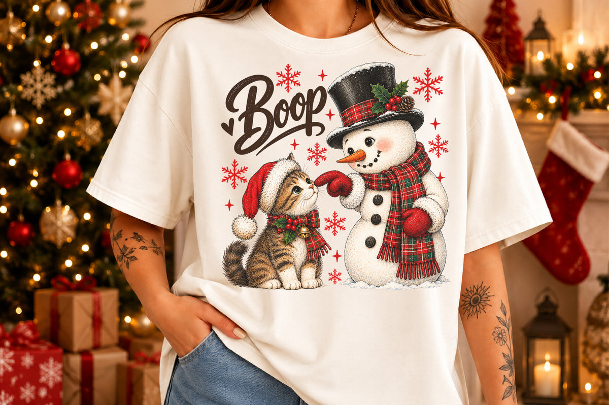 Christmas Snowman Boop Cat PNG