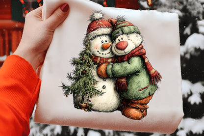Christmas Snowman Clipart PNG Bundle | Cute Watercolor Holiday Snowman Clipart