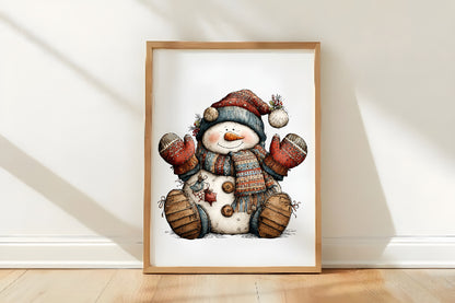 Christmas Snowman Clipart PNG Bundle | Cute Watercolor Holiday Snowman Clipart | Festive Winter Snowman PNG