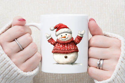 Christmas Snowman Watercolor Clipart PNG Bundle