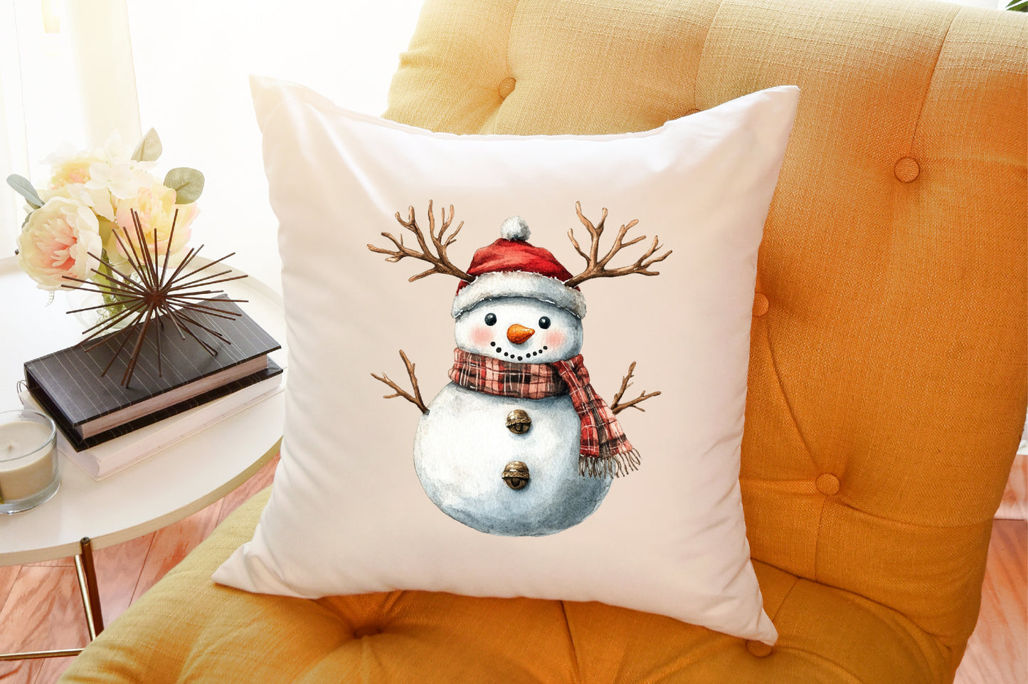 Christmas Snowman Watercolor Clipart PNG Bundle