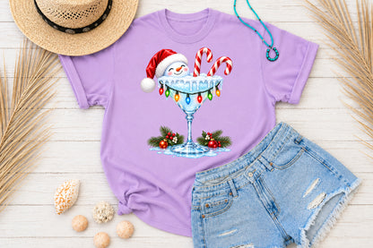 Christmas Snowman Cocktail Glass PNG Sublimation Winter Drink Design