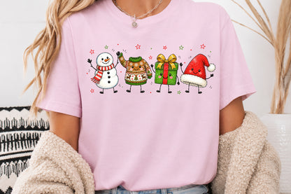 Cute Christmas Snowman Doodle Characters PNG Snowman Sweater Gift Santa Sublimation
