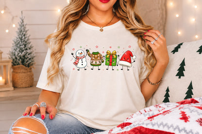 Cute Christmas Snowman Doodle Characters PNG Snowman Sweater Gift Santa Sublimation