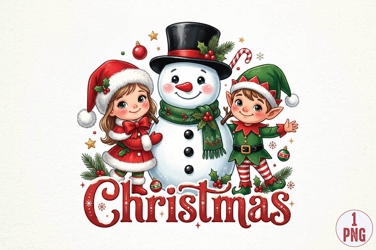 Christmas Snowman Elf PNG, Cute Christmas Snowman Clipart, Holiday Elf Sublimation Design