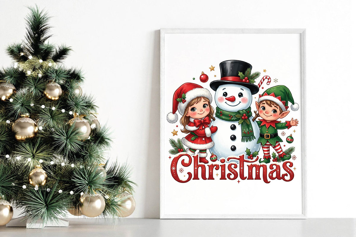 Christmas Snowman Elf PNG, Cute Christmas Snowman Clipart, Holiday Elf Sublimation Design