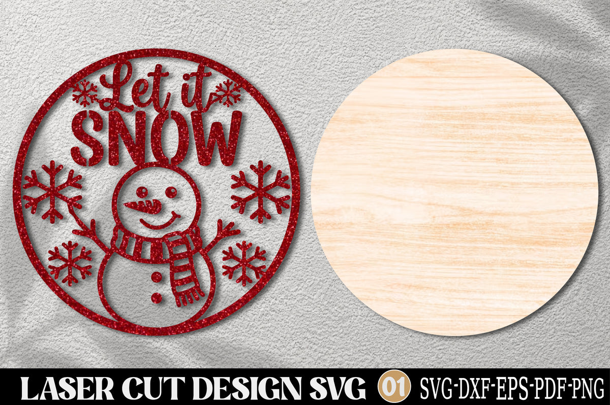 Let It Snow Snowman Ornament SVG Laser Cut | Christmas Winter Ornament Design