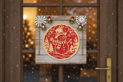 Christmas Snowman Laser Cut SVG, Snowman Christmas Ornament Cut File, Winter Holiday Decoration
